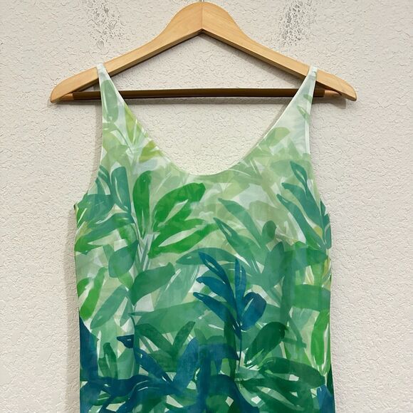 CABI #5235 Green Tropical Palm Leaf Castaway Mini Dress Lined - Picture 3 of 12